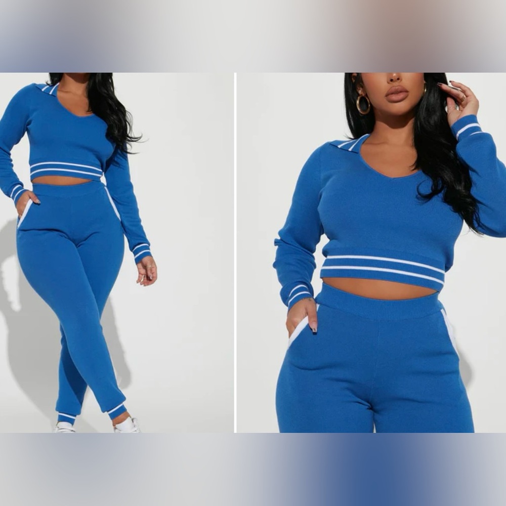 Stay With Me Sweater Pant Set - Blue